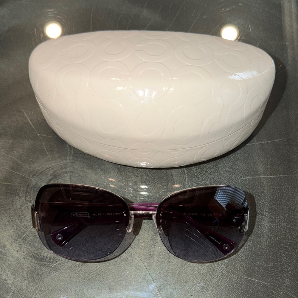 Coach Purple and Silver Brandi Sunglasses with White Case